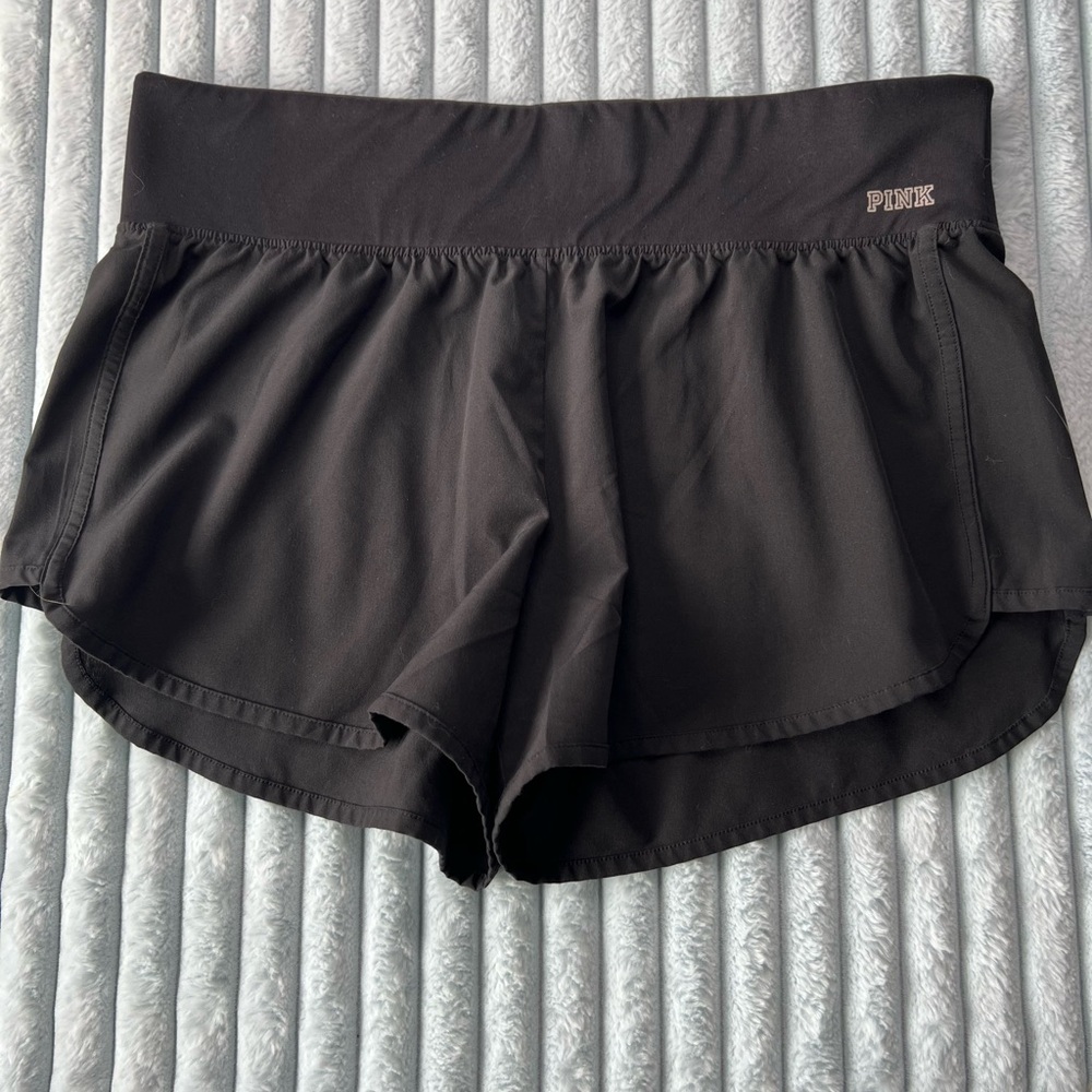 PINK Victoria's Secret Black Women's Athletic Shorts with Wide Waistband